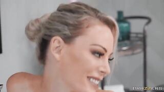 Older slut takes a man into her bubble bath for some sex