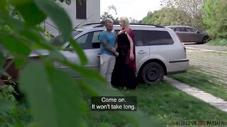A hot unexpected encounter with a mature blonde in the car