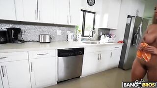 A maid is doing all the cleaning naked