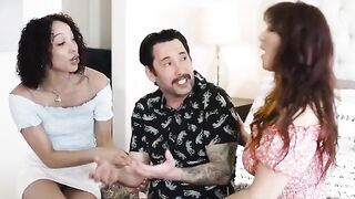 A rich man is having fun with girls in FFM threesome