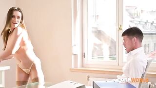 Busty boss Josephine called the employee with a big dick to her for extra work