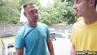 A girl with symptoms of nymphomania fucks with three guys in a row