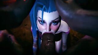 Big black cock fucks Jinx and Vi from League of Legends