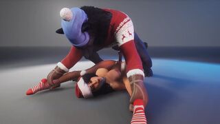 A curvy woman is fucking with a werewolf this Christmas
