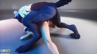 A curvy woman is fucking with a werewolf this Christmas