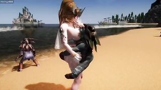 A goddess is captured by goblins and taken to their lair in a 3D animated scene
