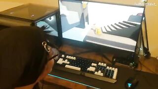 A cute couple challenges each other in a video game blowjob challenge