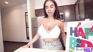 Busty stepmom Victoria June gets a sex toy for her birthday