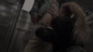 A hot elevator encounter with a stunning schoolgirl, caught in the heat of the moment