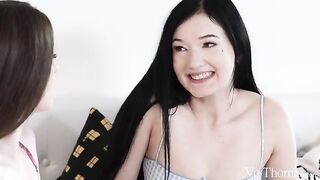 Delicate girls carefully put stick in their ass