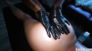 A cute girl has a massage and gets fingered by a guy