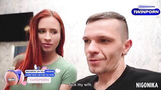 Two Russian sluts fucked by their mates in an intense group session