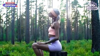 A beautiful woman sucked a cock of her neighbor in the forest