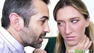 A student is fucking with her teacher and principal in this hot vid