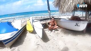 A couple has a passionate and rough sex on the beach
