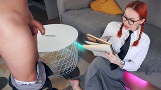 The girl is not against sucking the teacher's dick again
