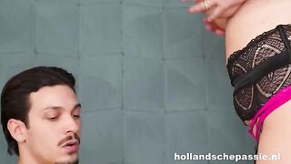 A hot girl saddled a young stallion and jumped on it with passion