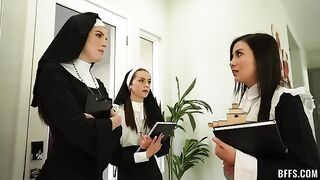 The nun became a slut and was fucked by four guys