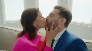 A girl is licking cream from the guy’s cock in this hot video