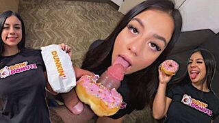 And the dessert is a dick! An 18-year-old Latina shares it all