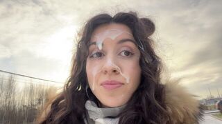 A man made a bet that he would walk with semen on his face
