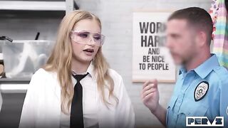 The inspection turned into a blowjob on the table with glasses