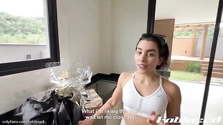 The girl dances and moves her round ass with passion. That ass is made for hard fucking!