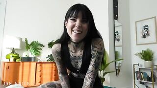 A girl with a vibrator advertises her stuff in the best way