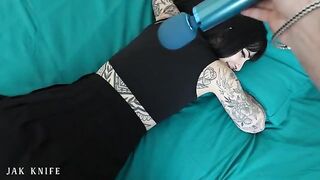 A girl with a vibrator advertises her stuff in the best way