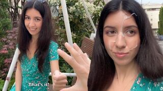A man made a mess on the girl’s face during a passionate session
