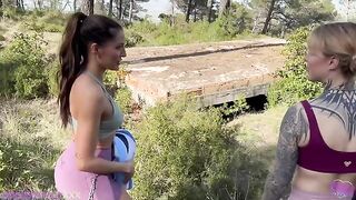 A girl took her girlfriend to fuck in the woods