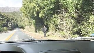 The girl is giving a ride to a young man