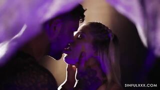 A man is getting turned on while watching his girlfriend get fucked