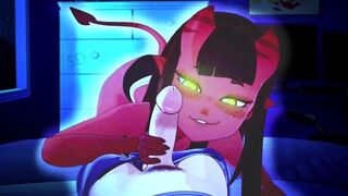 The witch with a sharp tongue fucks a young guy in this animated video