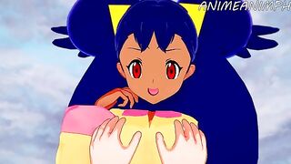 Iris makes love with a charming Pokémon in this captivating hentai scene