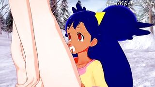 Iris makes love with a charming Pokémon in this captivating hentai scene