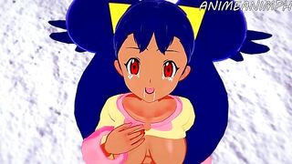 Iris makes love with a charming Pokémon in this captivating hentai scene