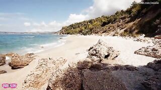 Sexy Reislin has sex on a nude beach during her vacation