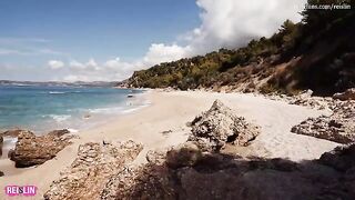 Sexy Reislin has sex on a nude beach during her vacation