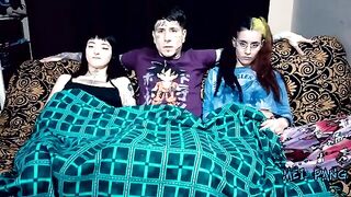 The girls became excited during the screening of Sex Education and fucked with a friend