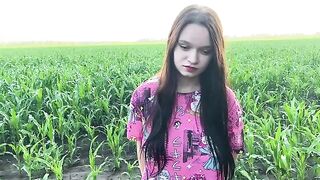A hot girl has sex with her stepbrother in the cornfield