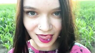A hot girl has sex with her stepbrother in the cornfield