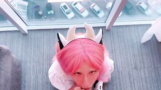A cute 18-year-old girl is playing a naughty game
