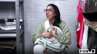 The guard allowed to inspect the pussy of a pretty baby