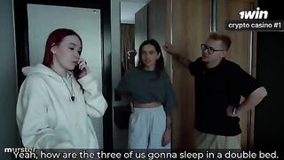 My girlfriend is getting fucked, and I calmly jerk off beside