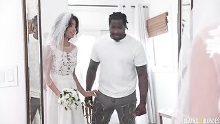 The bride chose a man with a big dick, and she wears white underwear
