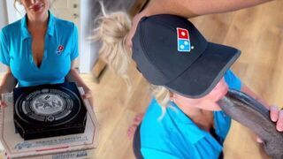 A pizza delivery girl is getting fucked by a huge black cock
