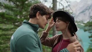 Outdoor sex of a passionate brunette couple in nature