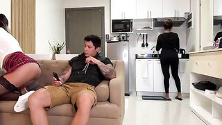 The girl was bored at home, so she played with stepdad