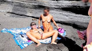 Nude sex on the beach with a cute young girl